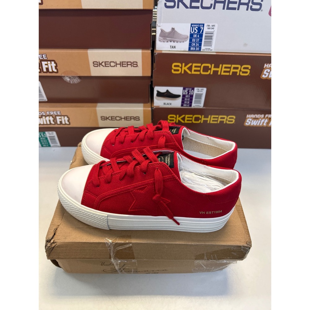 Vintage Havana Lex Sneakers Women 8.5 Red Canvas Top Star Platform Lace Up 0644
